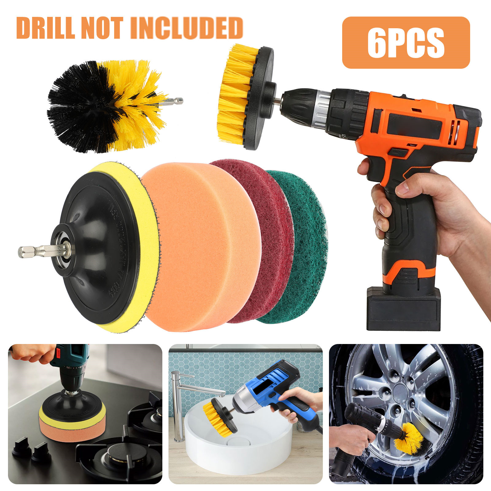 6pcs Polishing Waxing Buffing Sponge Pads Power Brush Kit Car Polisher