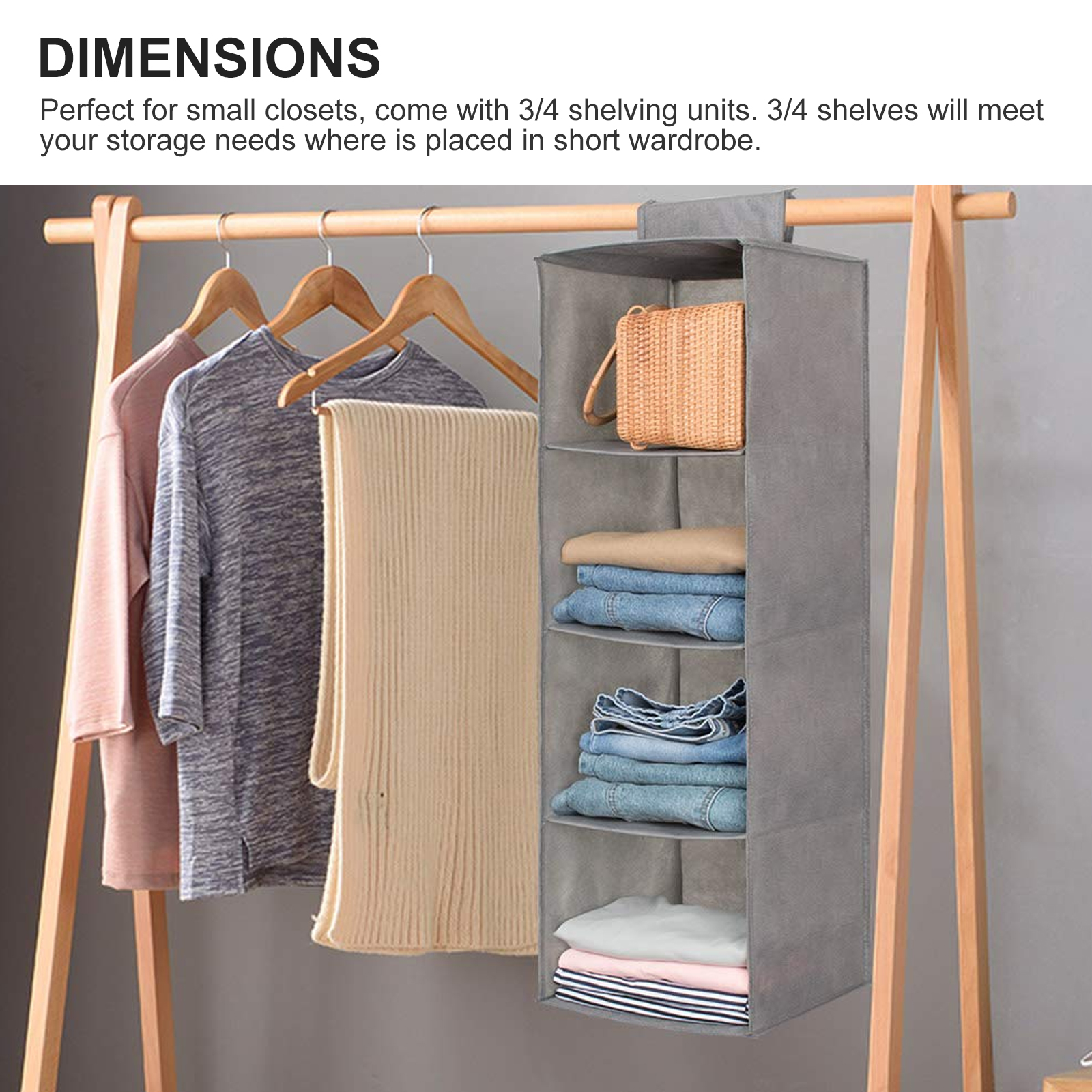 Foldable Hanging Closet Clothes Hanging Organizer Shelf Storage Rack